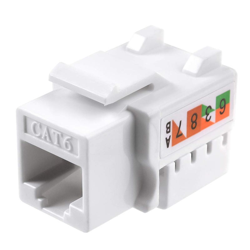 TENINYU 10-Pack RJ45 Keystone Jack Module Connector 568A/568B, Keystone Adapter Compatible Cat 6/5e/5 Connector,Cat6 Keystone Jack,RJ45 Female Connector,White - Image 2